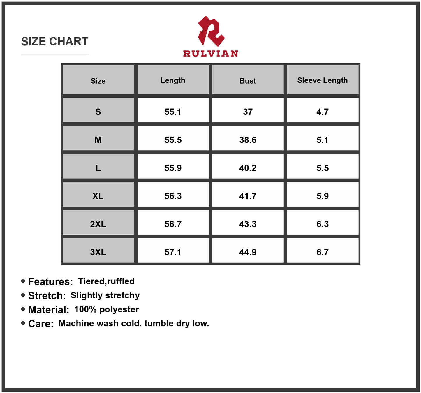 Size Chart - Women's Paisley Print Cap Sleeve Maxi Dress Plus Size Full Size Tiered Ruffle Stretch Not Lined 50% Polyester