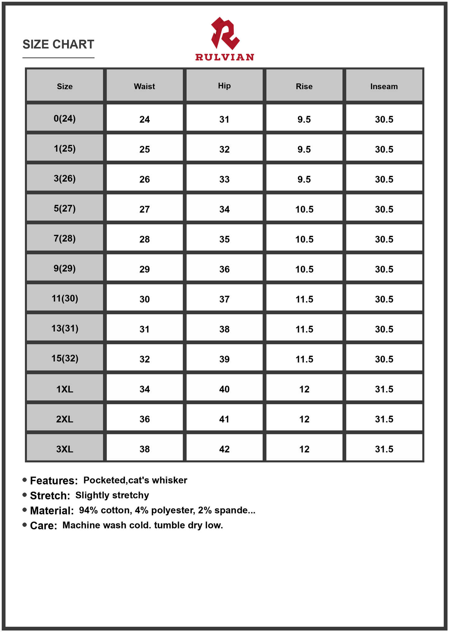 Size Chart - Plus Size Womens Tummy Control Mid Rise Straight Leg Denim Jeans with Elastic Band Vintage Wash Released Hem Casual Wear