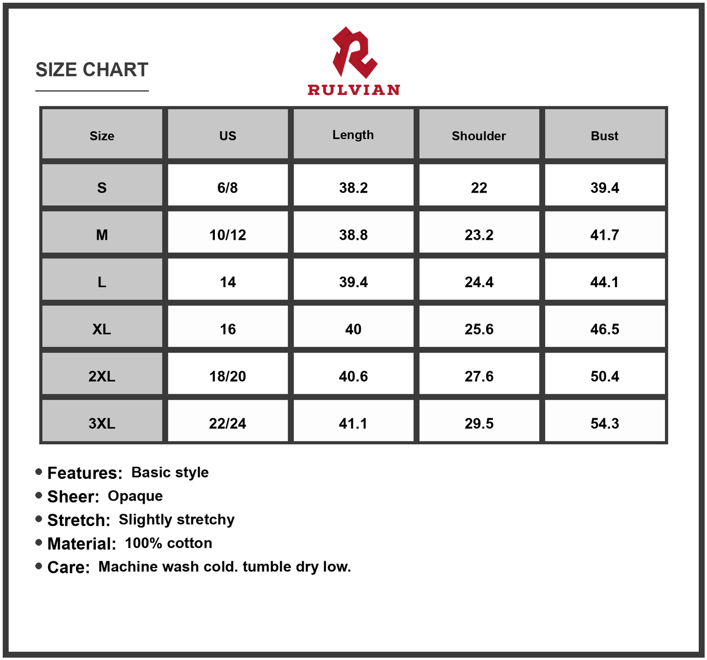 Size Chart - Women's Double Take Full Size Texture Button Up Dress with Ruffle Hem and Cotton % Everyday Wear Casual Chic Versatile
