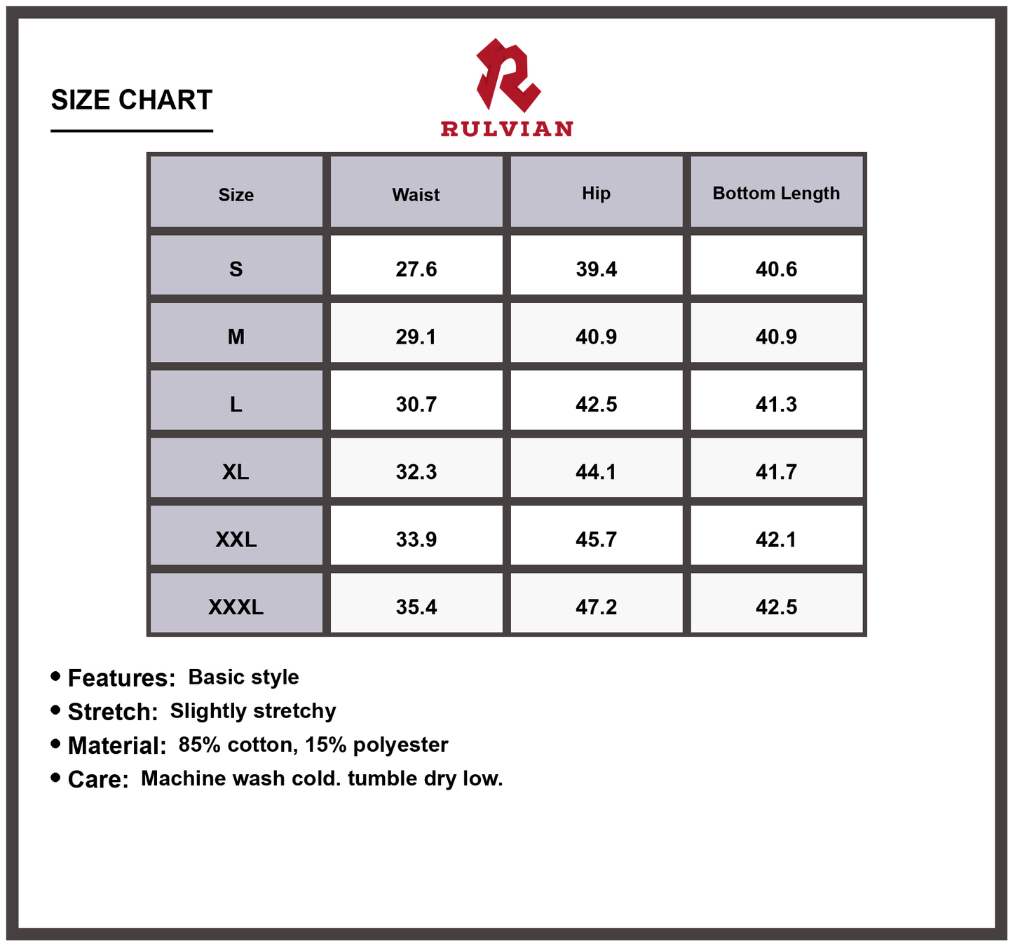 Size Chart - Men's Leopard Print Wide Leg Jeans Plus Size Stretchy Premium Quality Durable Denim Pants for Casual Everyday Fashionable Wear
