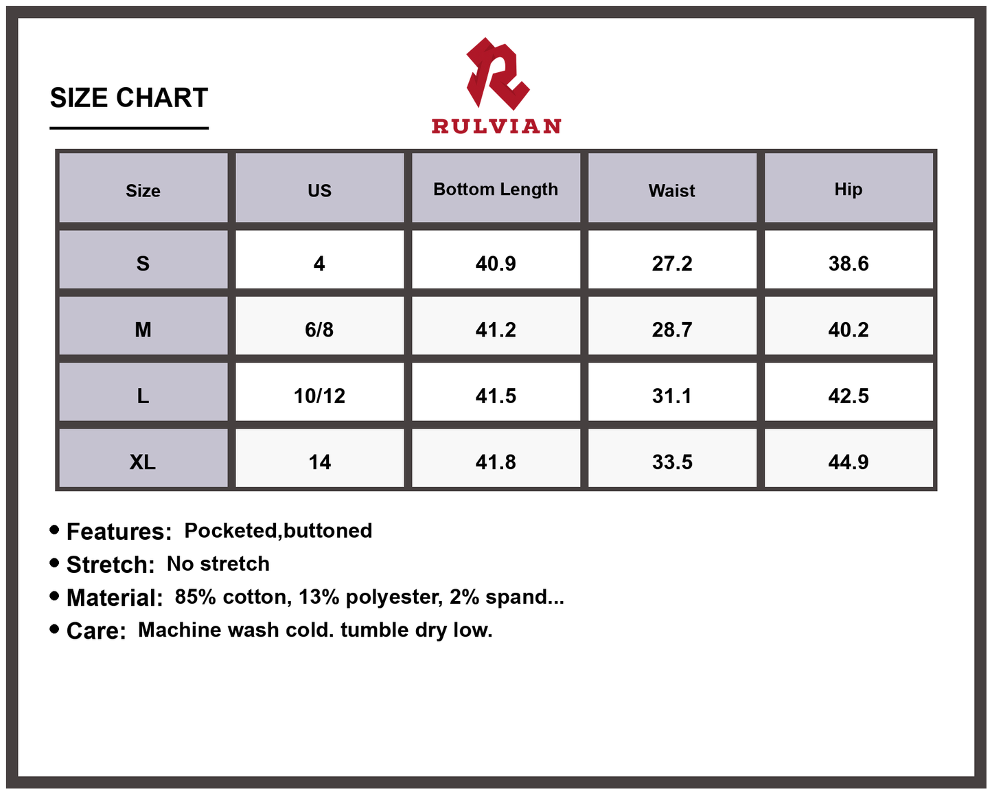 Size Chart - Women's High-Waisted Wide-Leg Jeans with Pockets Button Closure Durable Premium Denim Pants for Versatile Casual Everyday Wear