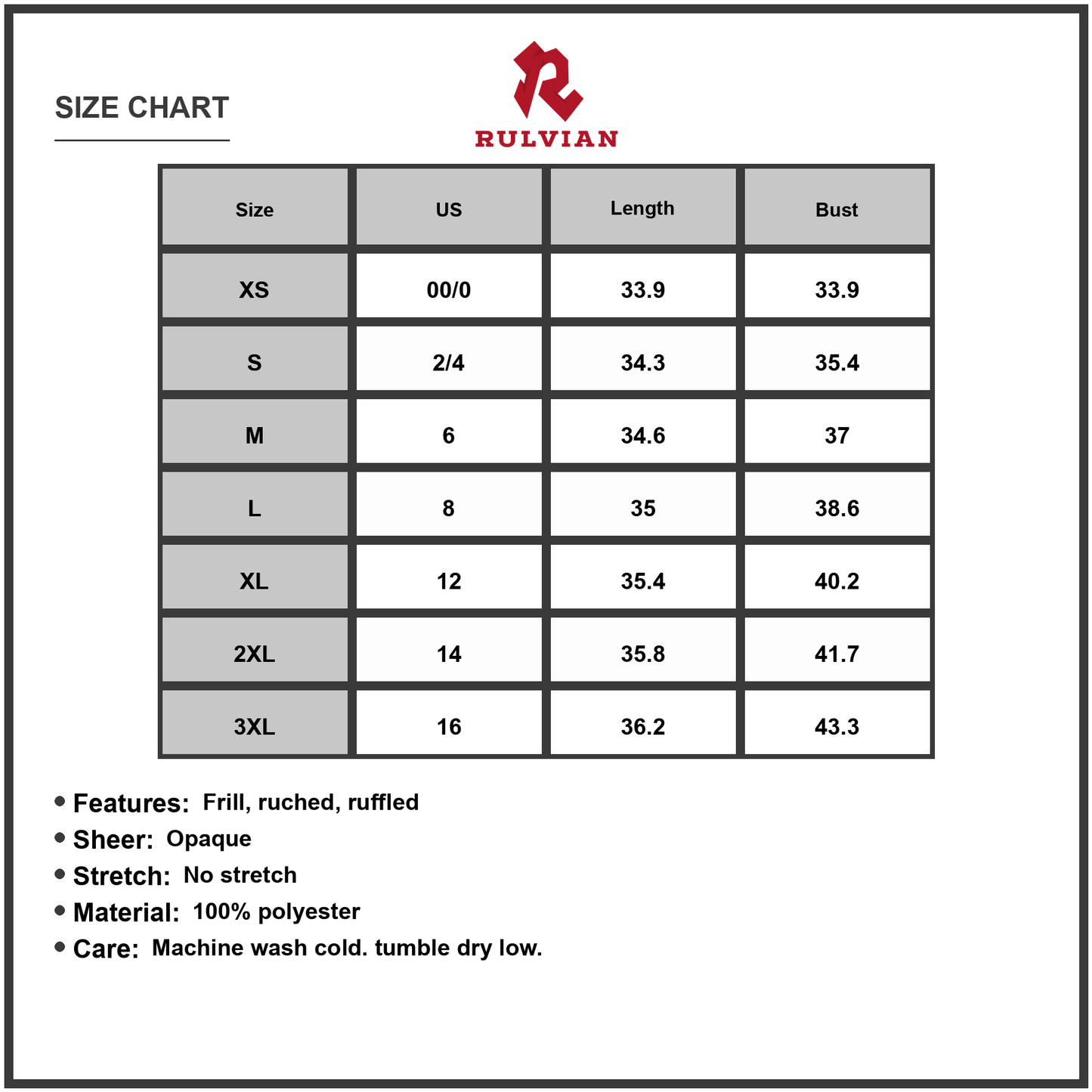 Size Chart - Women's Frill V neck Tie Shoulder Mini Dress 100% Polyester Sheer Look Ruched Frilled Hem for Party Dress Evening
