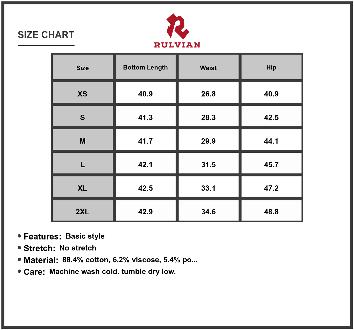Size Chart - Mens Baggy Jeans with Pockets Durable Relaxed Fit Casual Everyday Wear Cotton Blend Denim Pants for Men All Season