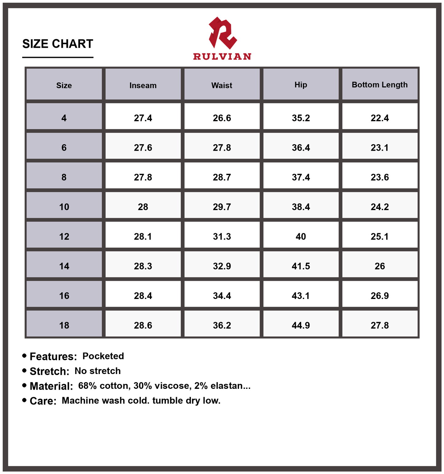 Size Chart - Women's High Waisted Wide Leg Washed Jeans with Functional Pockets Durable Premium Denim for Versatile Everyday Fashion