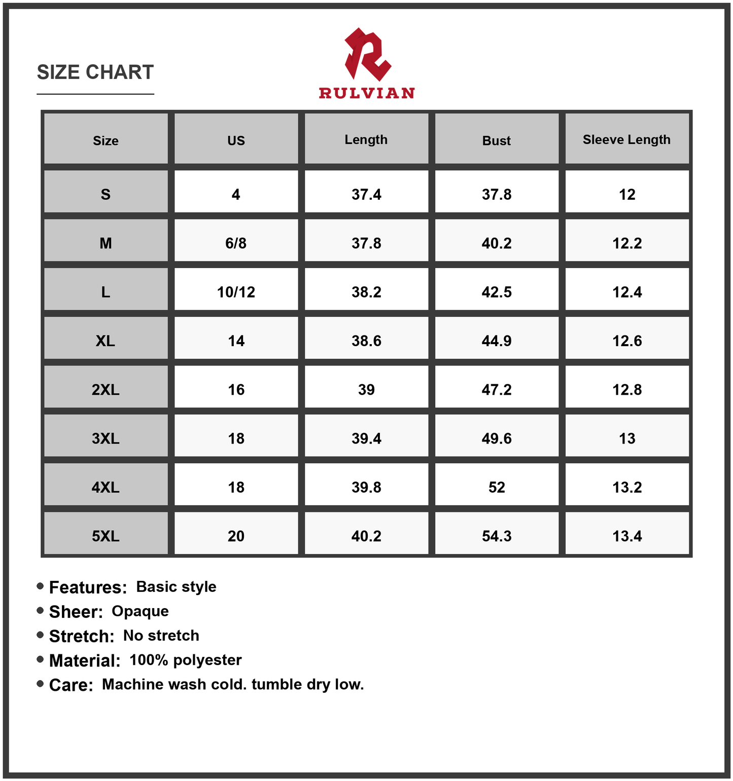 Size Chart - Women's full size round neck half sleeve dress with pockets crafted in one hundred percent polyester fabric for everyday wear