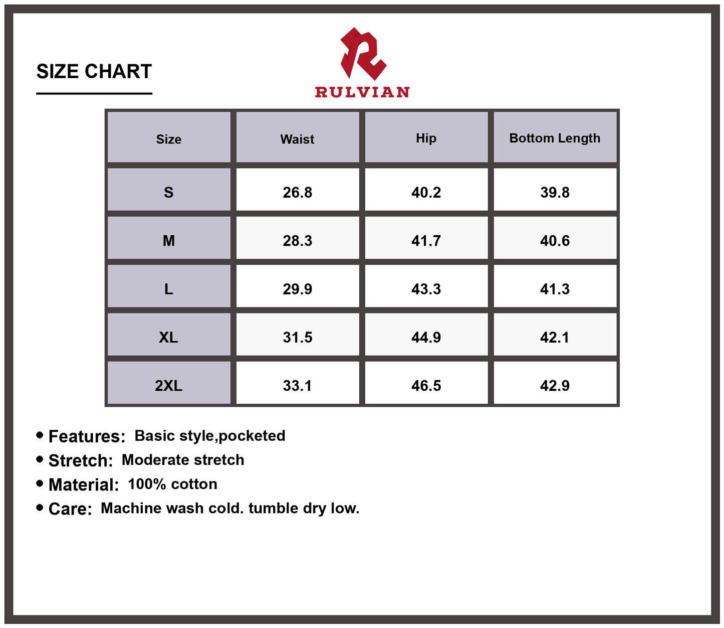 Size Chart - Men's Washed Baggy Fit Jeans with Pockets Durable Everyday Denim Pants for Casual Wear and Versatile Outdoor Activities