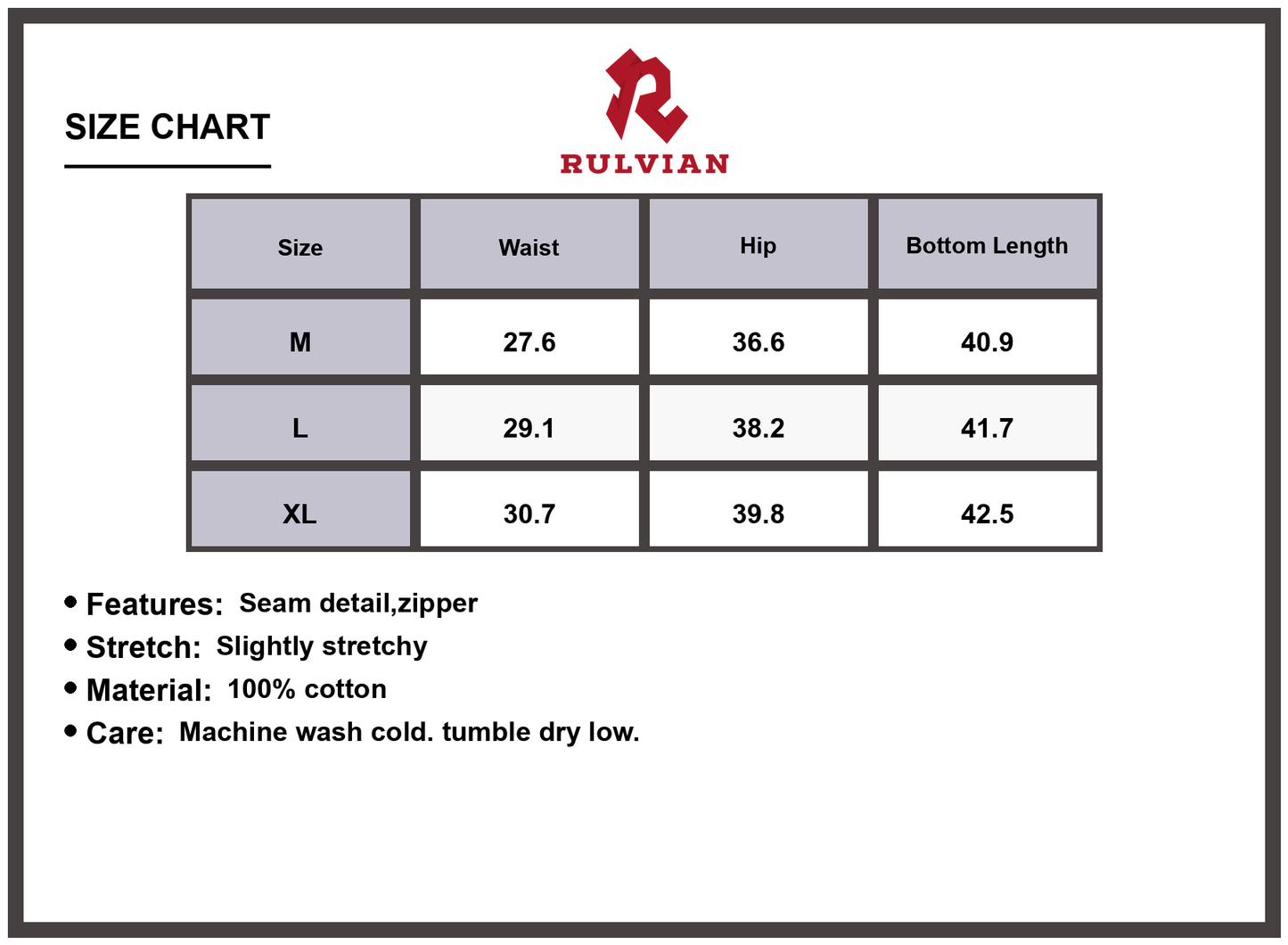 Size Chart - Men's Flare Jeans with Pockets Seam Detail Zipper Slightly Stretchy Durable Versatile Classic Retro Pants for Casual Everyday Wear