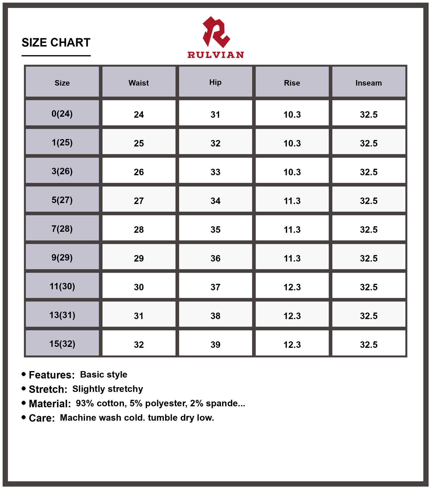 Size Chart - Women's Wide Leg Jeans Seam Detail Premium Denim Medium Blue Wash Front Seam Design Casual Modern Versatile Five Pocket