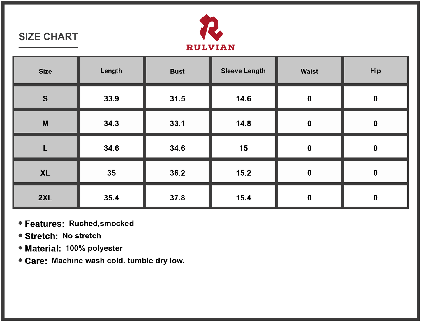 Size Chart - Women's Colorful Print Belted Mini Dress with Puff Sleeves and waist tie easy care graceful drape 100% Polyester fabric
