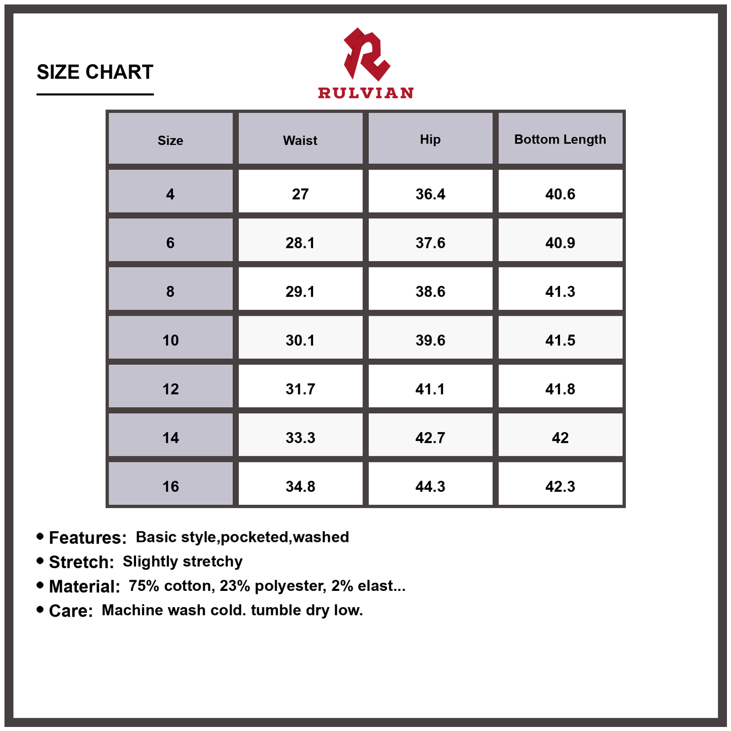 Size Chart - Women's High-Waisted Wide Leg Jeans Pocketed Washed Slightly Stretchy Premium Durable Versatile Casual Everyday Denim Pants