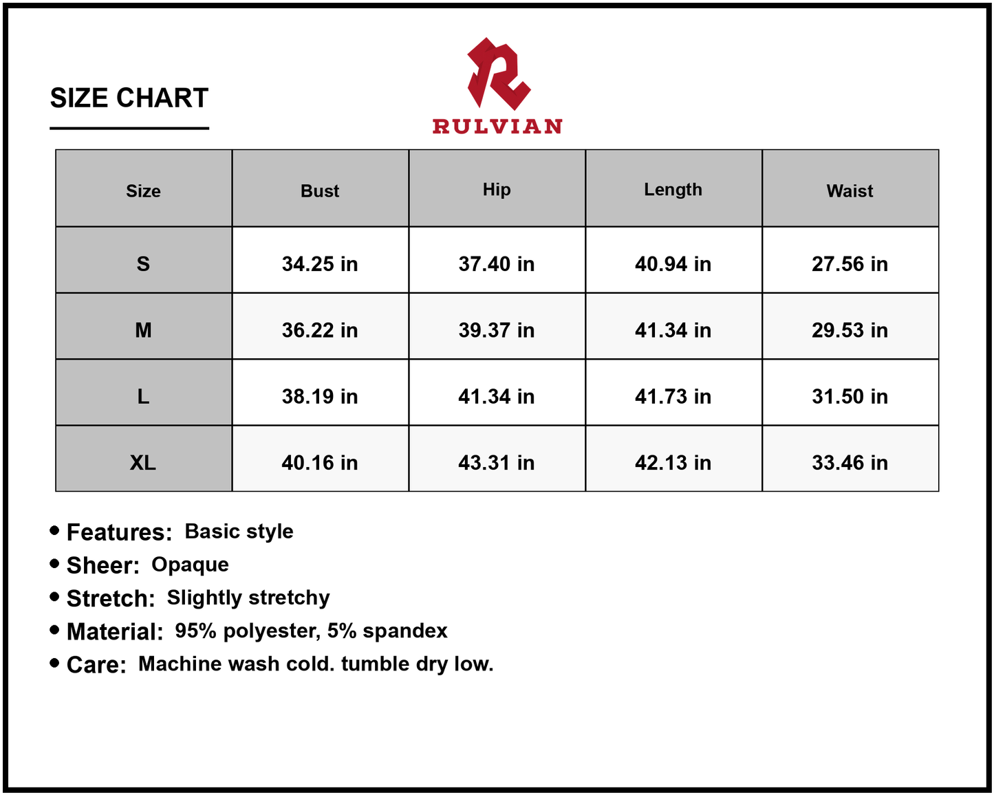 Size Chart - Women's Printed Round Neck Sleeveless Dress 95% Polyester 5% Spandex Lightweight Stretchy Everyday Wear Flattering Fit