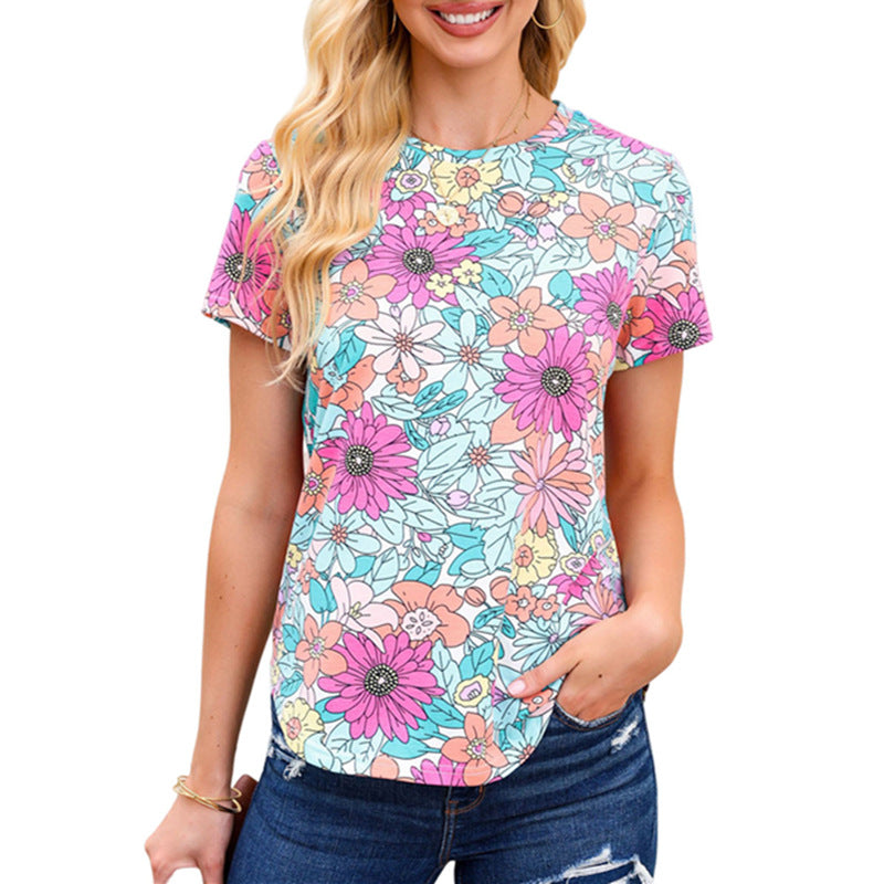 Men's Round Neck Short Sleeve Pullover Top 100% Polyester Pastoral Style Casual Everyday Wear Lightweight