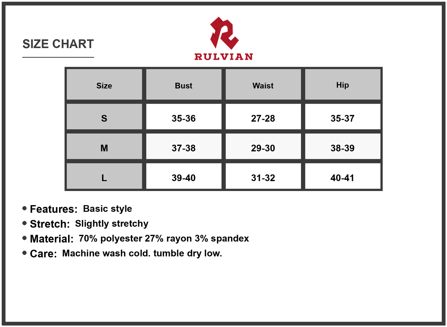 Size Chart - Women's Leopard Print Jacquard Mini Dress with Slight Stretch 70% Polyester 27% Rayon 3% Spandex for Evening Out