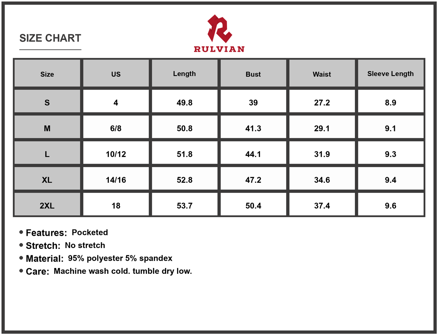 Size Chart - Women's Tiered Notched Short Sleeve Dress with Pockets and Stretch for Everyday Wear 95% Polyester 5% Spandex