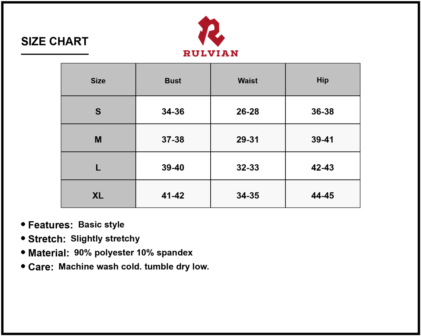 Size Chart - Womens Brushed DTY Thin Strap Racerback V Neck Maxi Dress 90% Polyester 10% Spandex Fabric for Everyday Wear Comfort