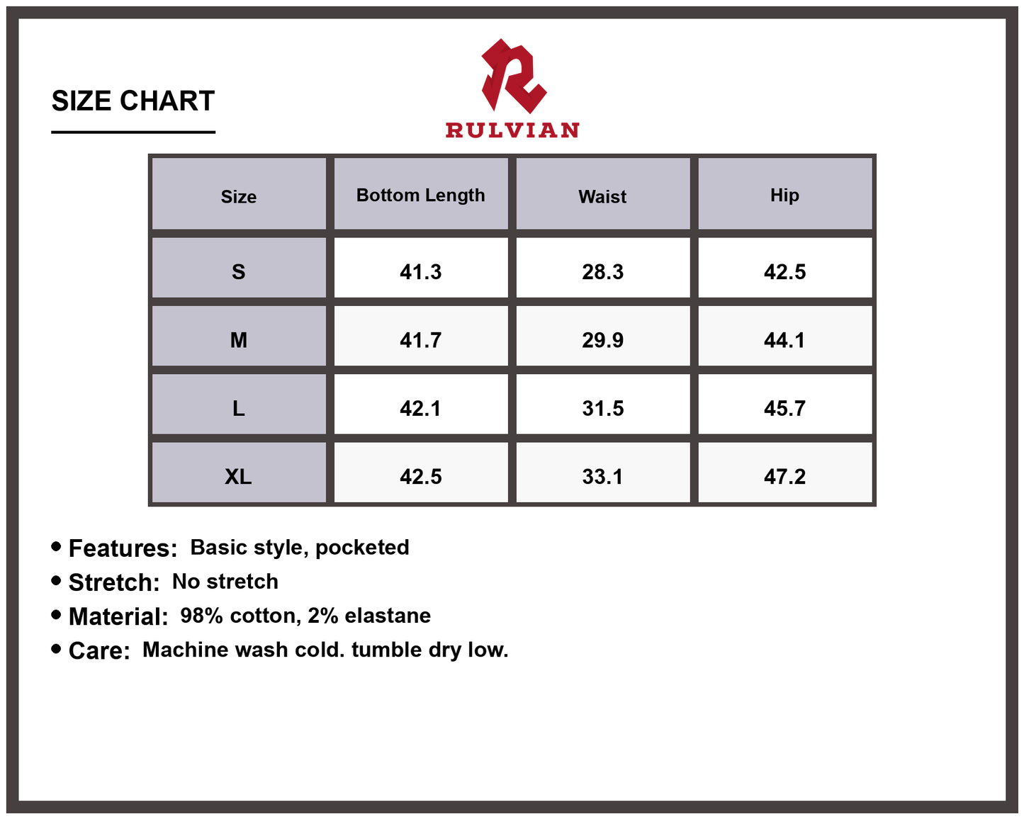 Size Chart - Men's Baggy Jeans with Cargo Pockets Loose Fit Durable Premium Casual Everyday Streetwear Apparel for Men Denim Pants