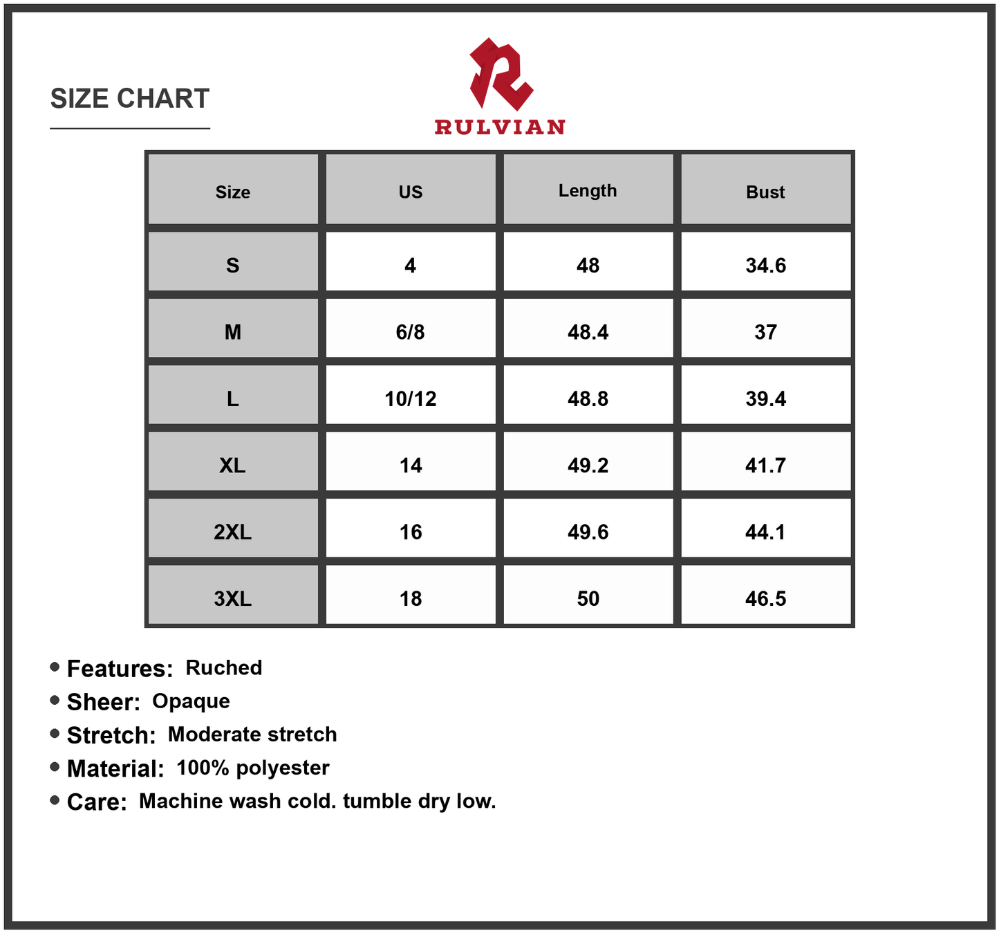Size Chart - Women's Full Size Ruched Tiered Spaghetti Strap Dress Polyester % with Moderate Stretch and Elegant Silhouette