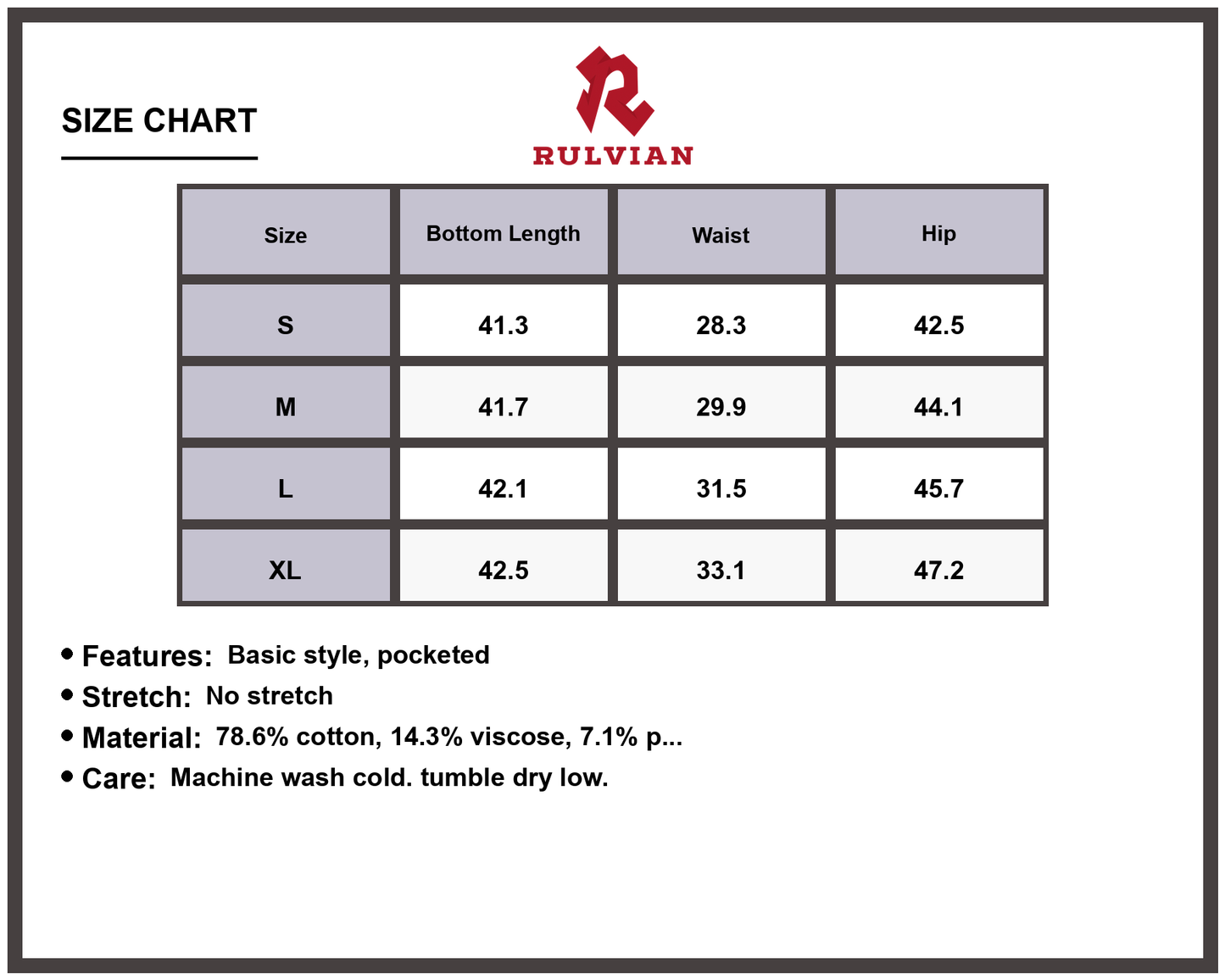Size Chart - Men's Baggy Fit Jeans Raw Hem Loose Fit Denim Pants Pocketed Durable Versatile Casual Everyday Wear Trousers for Men's Fashion Apparel