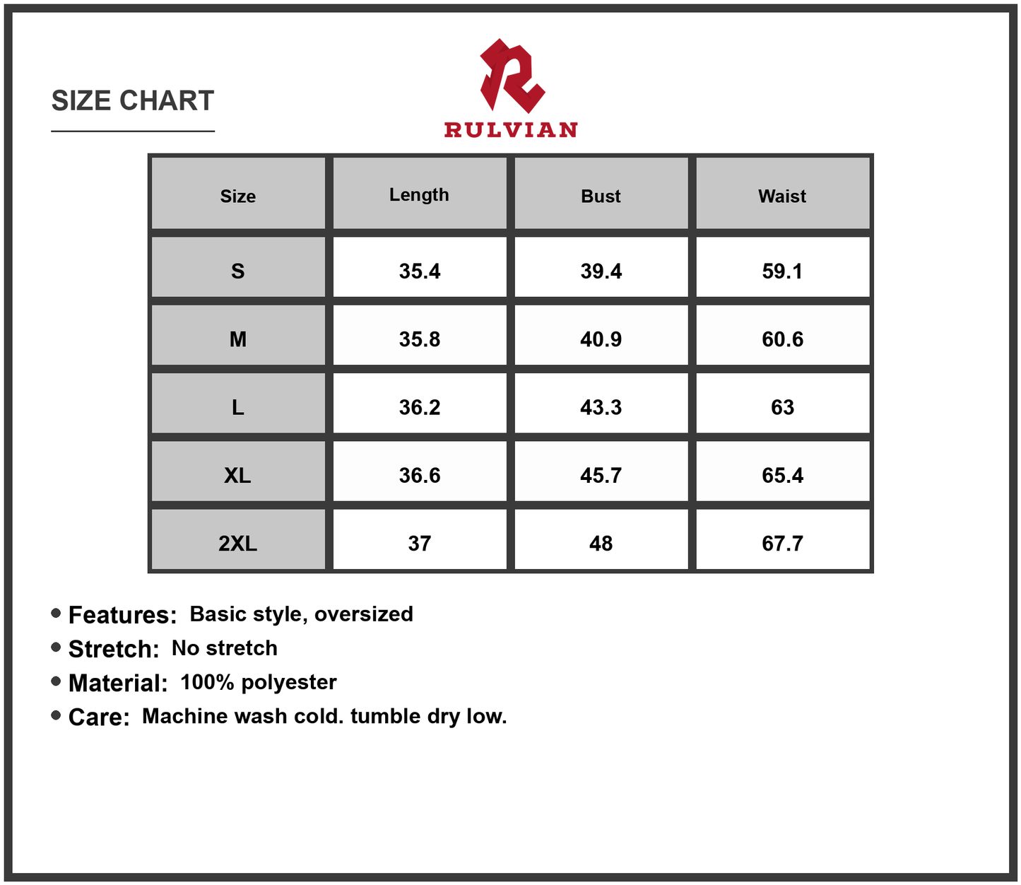 Size Chart - Women's Printed V Neck Short Sleeve Dress in polyester % fabric with relaxed silhouette for everyday wear and easy care