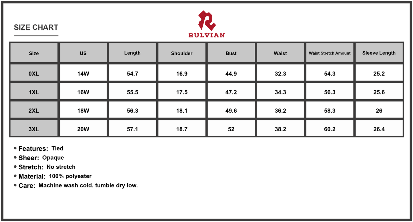 Size Chart - Women's Plus Size Tassel Printed Tie Neck Long Sleeve Midi Dress Polyester % Fabric Silhouette Wear Chic For Everyday