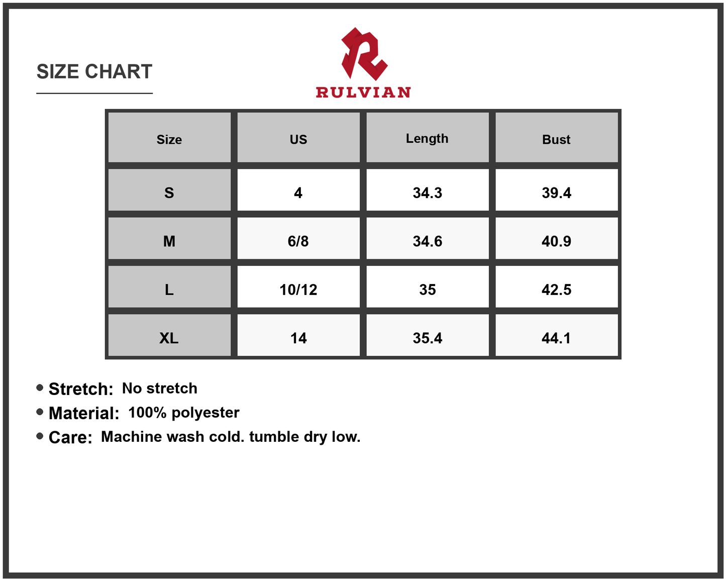 Size Chart - Women's Color Block Tie Front Midi Dress 100% Polyester Fabric No Stretch Machine Wash Cold Everyday Casual Wear