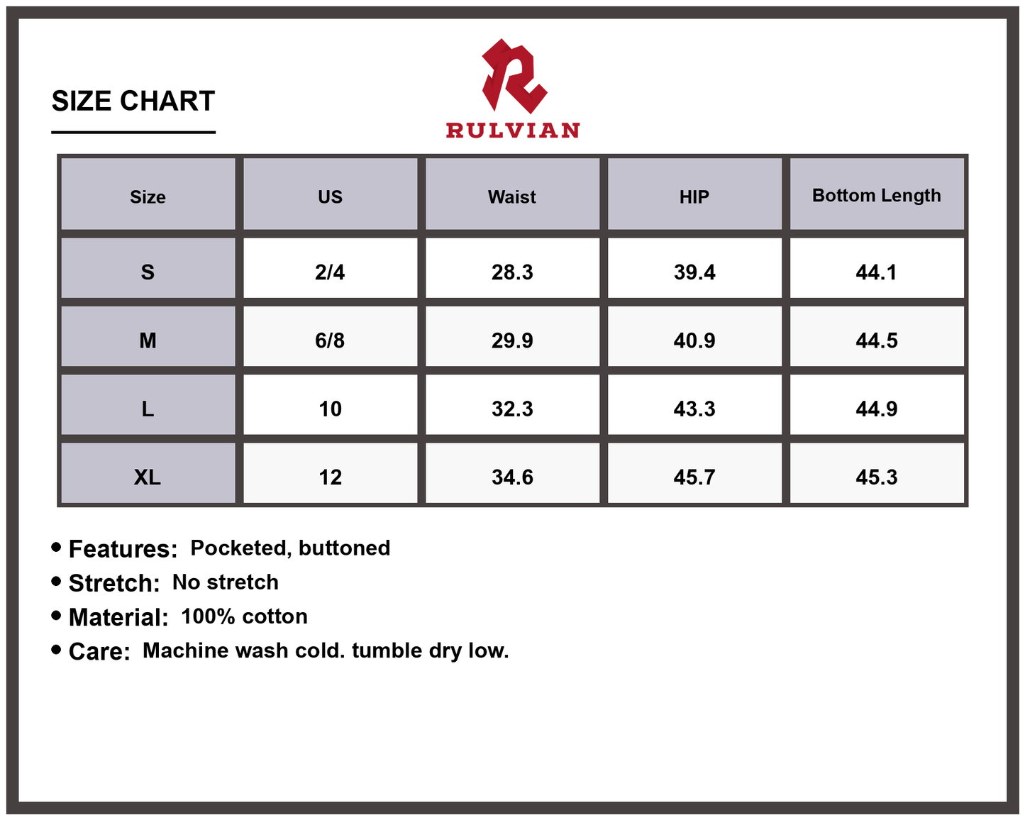 Size Chart - Women's Wide Leg Raw Hem Jeans High Waisted with Functional Pockets Button Closure Premium Durable Denim Casual Everyday Full Length