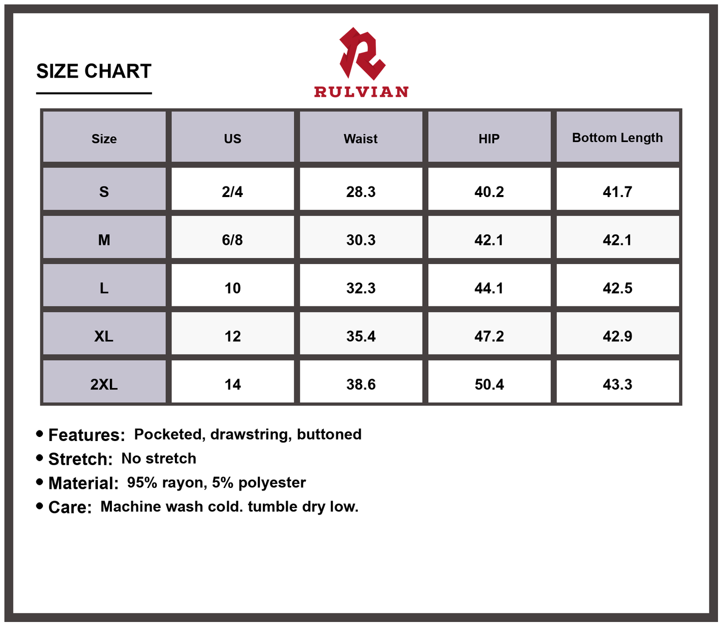 Size Chart - Women's Drawstring Mid-Rise Waist Cargo Jeans Straight Leg Pocketed Durable Versatile Everyday Casual Premium Pants
