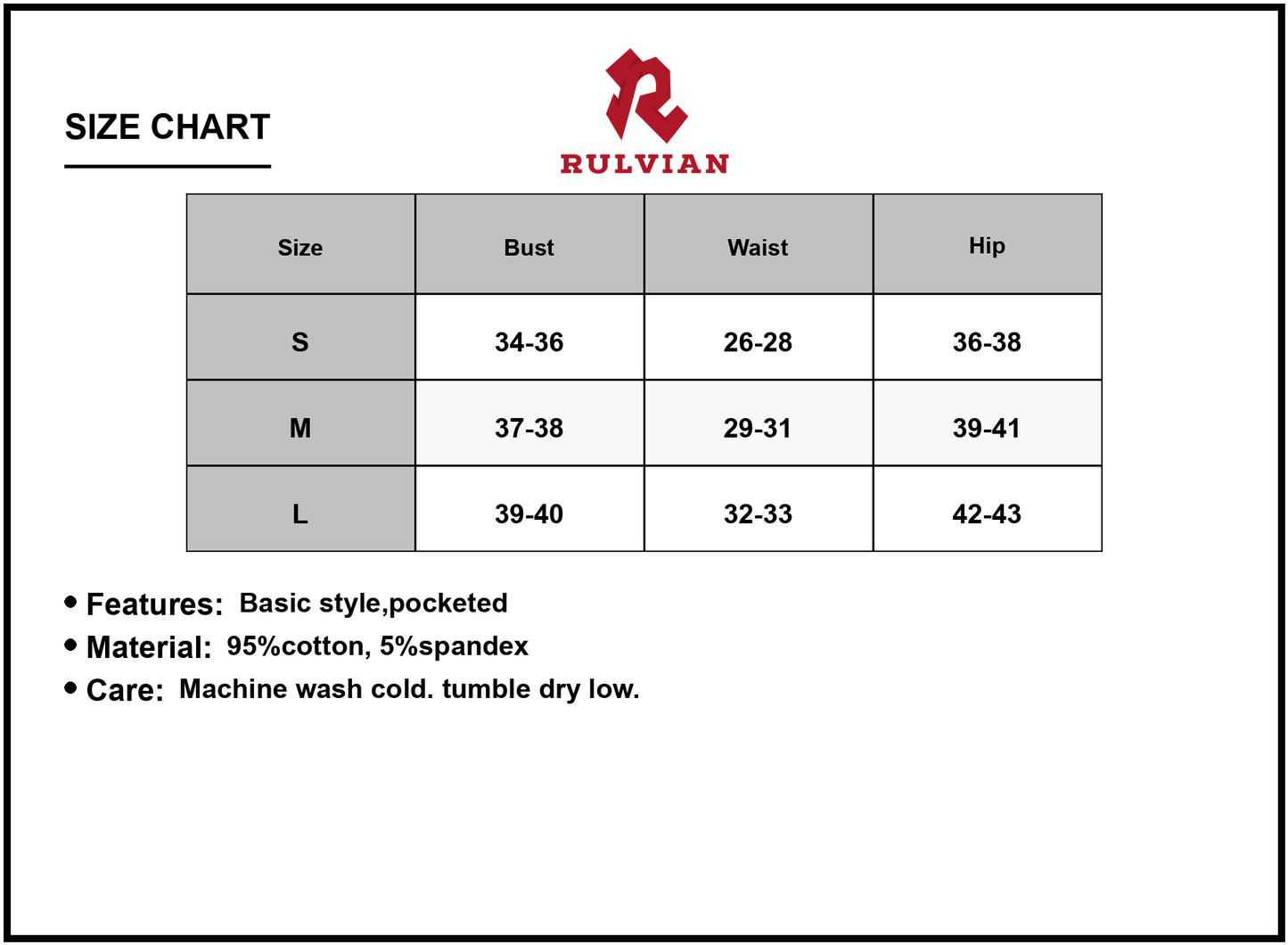 Size Chart - Women's Cami Mini Dress with Built in Romper Liner Pocketed Lightweight Summer Dress Everyday 95% Cotton 5% Spandex