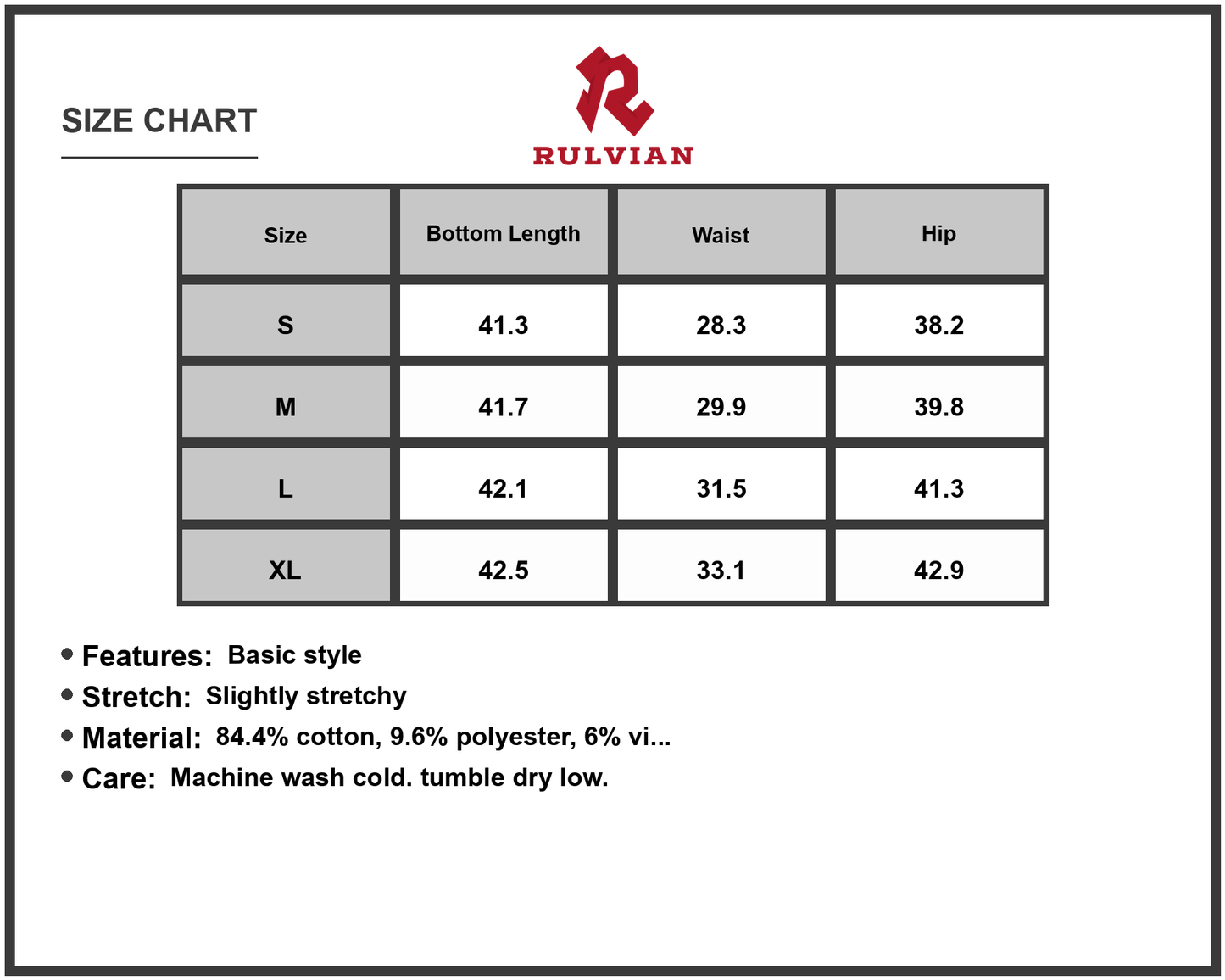 Size Chart - Men mid rise loose fit denim jeans with slight stretch durable fabric for everyday casual wear versatile classic design