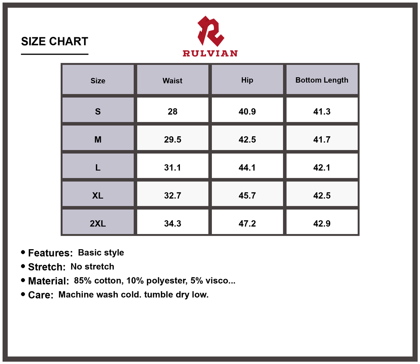 Size Chart - Men's High-Waist Loose Fit Jeans Durable Everyday Casual Denim Pants for Men Premium Quality Versatile Relaxed Fit Workwear