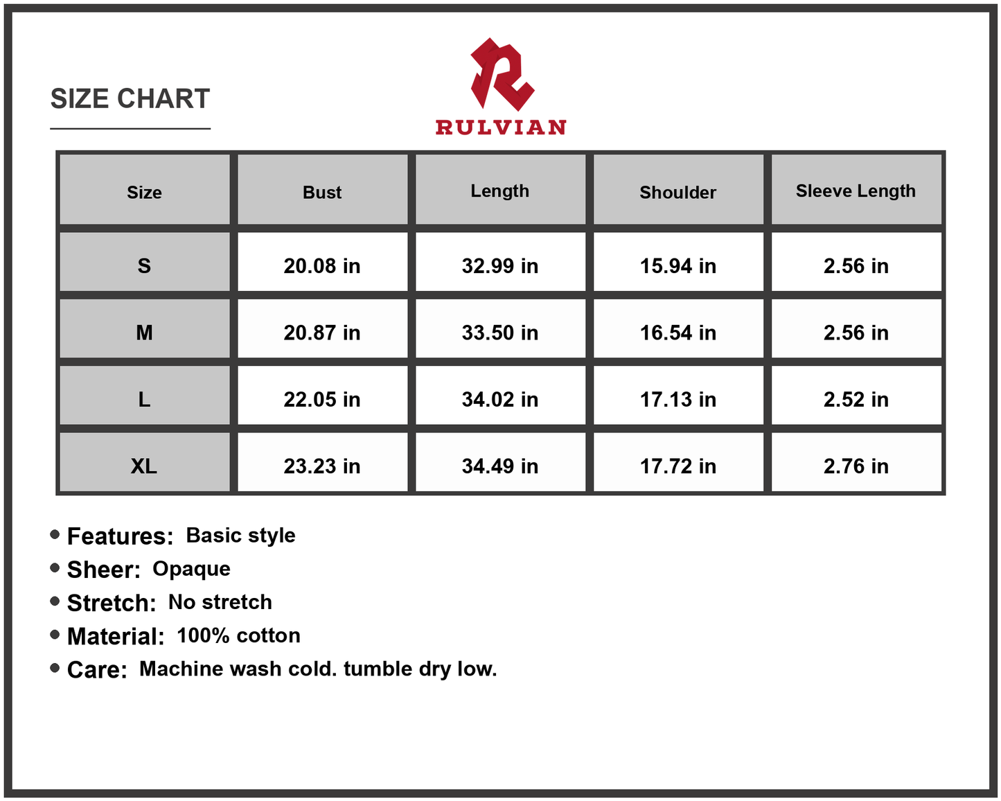 Size Chart - Women's Round Neck Cap Sleeve Dress in Cotton Fabric 100% Cotton Comfortable Everyday Wear Lightweight Easy Care