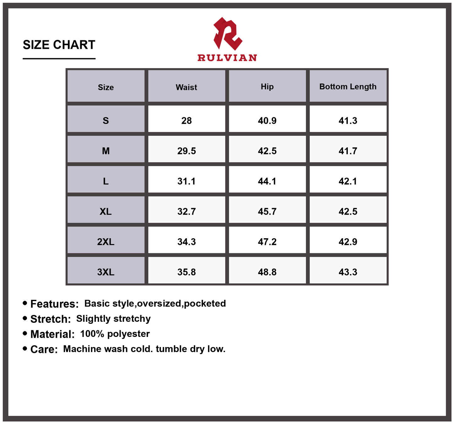 Size Chart - Men's Wide Leg Jeans Plus Size Relaxed Fit Full Length Versatile Premium Trousers for Everyday Wear Big & Tall