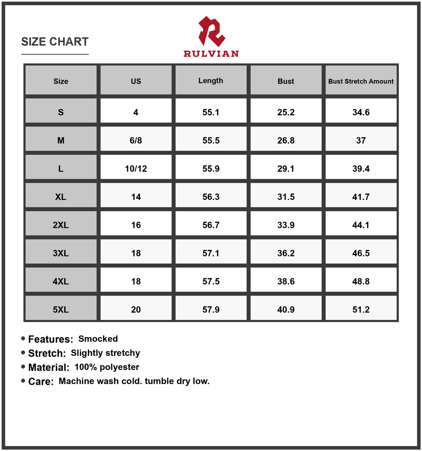 Size Chart - Women's Leopard Print Spaghetti Strap Maxi Dress Plus Size 100% Polyester Flowing Silhouette for Everyday Wear