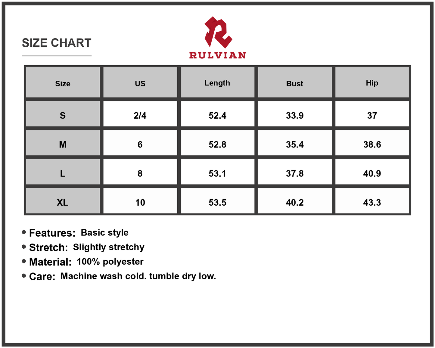 Size Chart - Women's Scoop Neck Sleeveless Dress with Pockets 60% Polyester 25% Rayon 15% Spandex Soft Lightweight Wear Daily