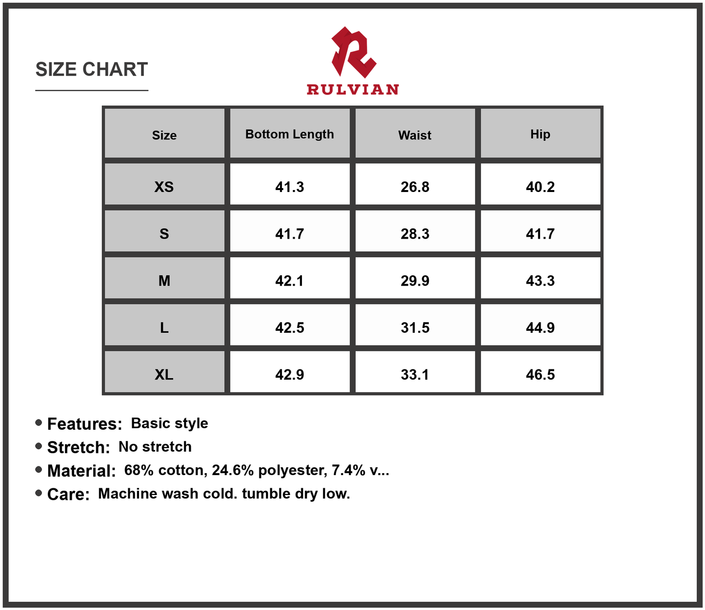 Size Chart - Mens Wide Leg Jeans with Pockets Durable Non Stretch Denim for Everyday Casual Wear Modern Look Relaxed Fit Style
