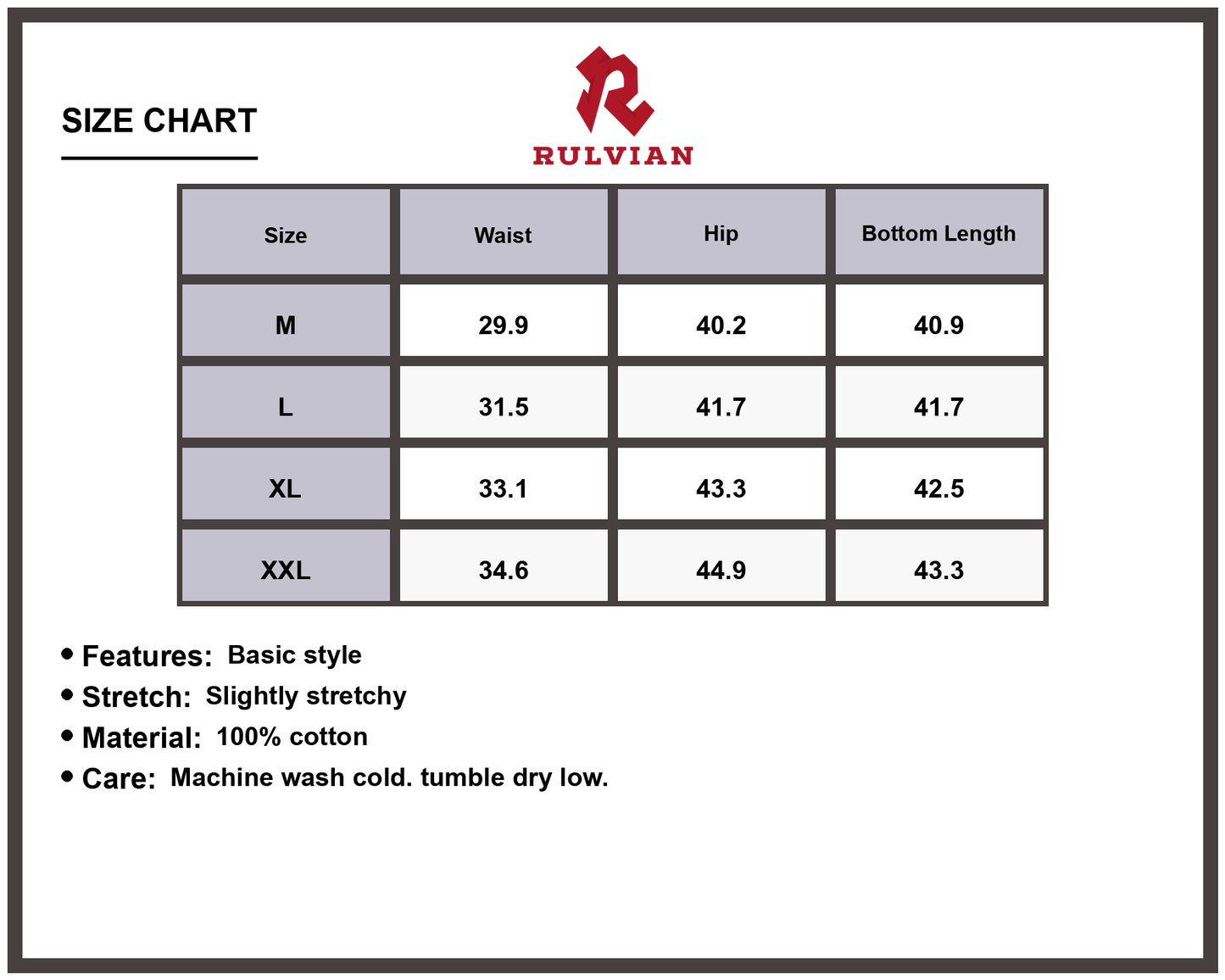 Size Chart - Men's Wide Leg Jeans Premium Casual Relaxed Fit Versatile Everyday Trousers for Modern Looks and Durable Wear