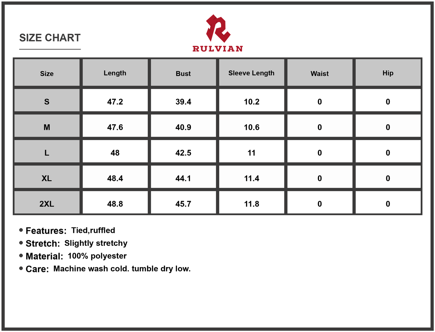 Size Chart - Women's Floral Print Midi Dress with Scalloped Edges 100% Polyester Lightweight Easy Care Romantic Daywear Everyday