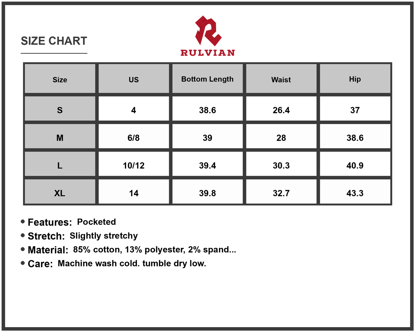Size Chart - Womens High Waisted Wide Leg Jeans With Cuffed Hem And Pockets Slightly Stretchy Durable Everyday Casual Pants