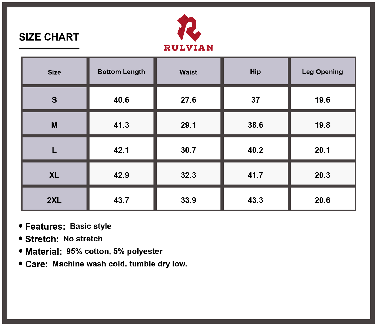 Size Chart - Men's Straight Leg Jeans with Pockets Durable High Quality Classic Fit Versatile Casual Pants for Everyday Wear