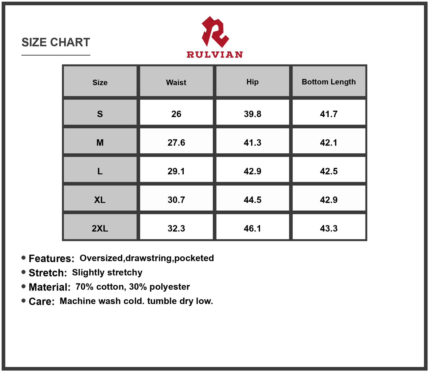 Size Chart - Mens Oversized Wide Leg Jeans with Drawstring Pockets Slightly Stretchy Durable Casual Everyday Relaxed Fit for Men