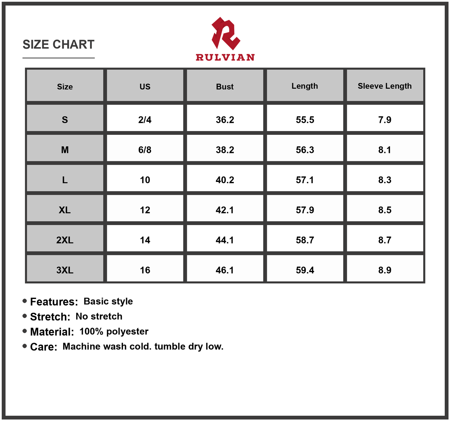Size Chart - Women's Floral V Neck Flutter Sleeve Maxi Dress 100% Polyester Lightweight Flowing Silhouette for Everyday Wear
