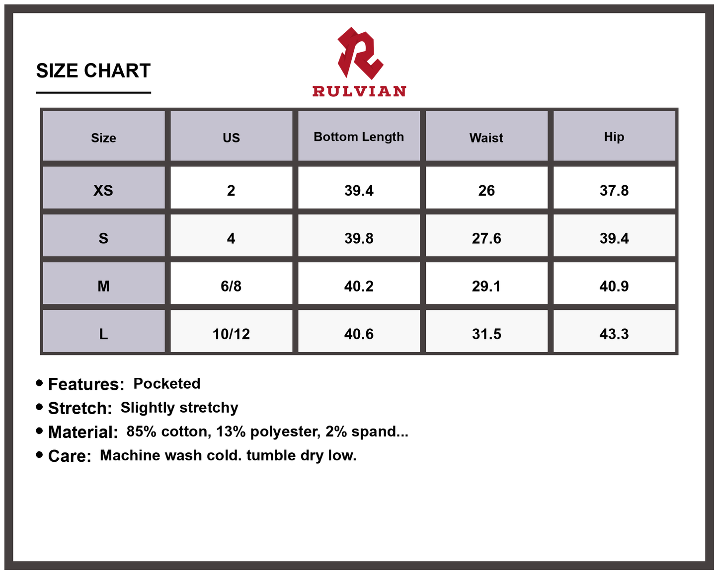 Size Chart - Women's Premium Pearl Embellished High Waist Straight Leg Jeans Pocketed Stretchy Denim Pants for Casual Everyday Wear