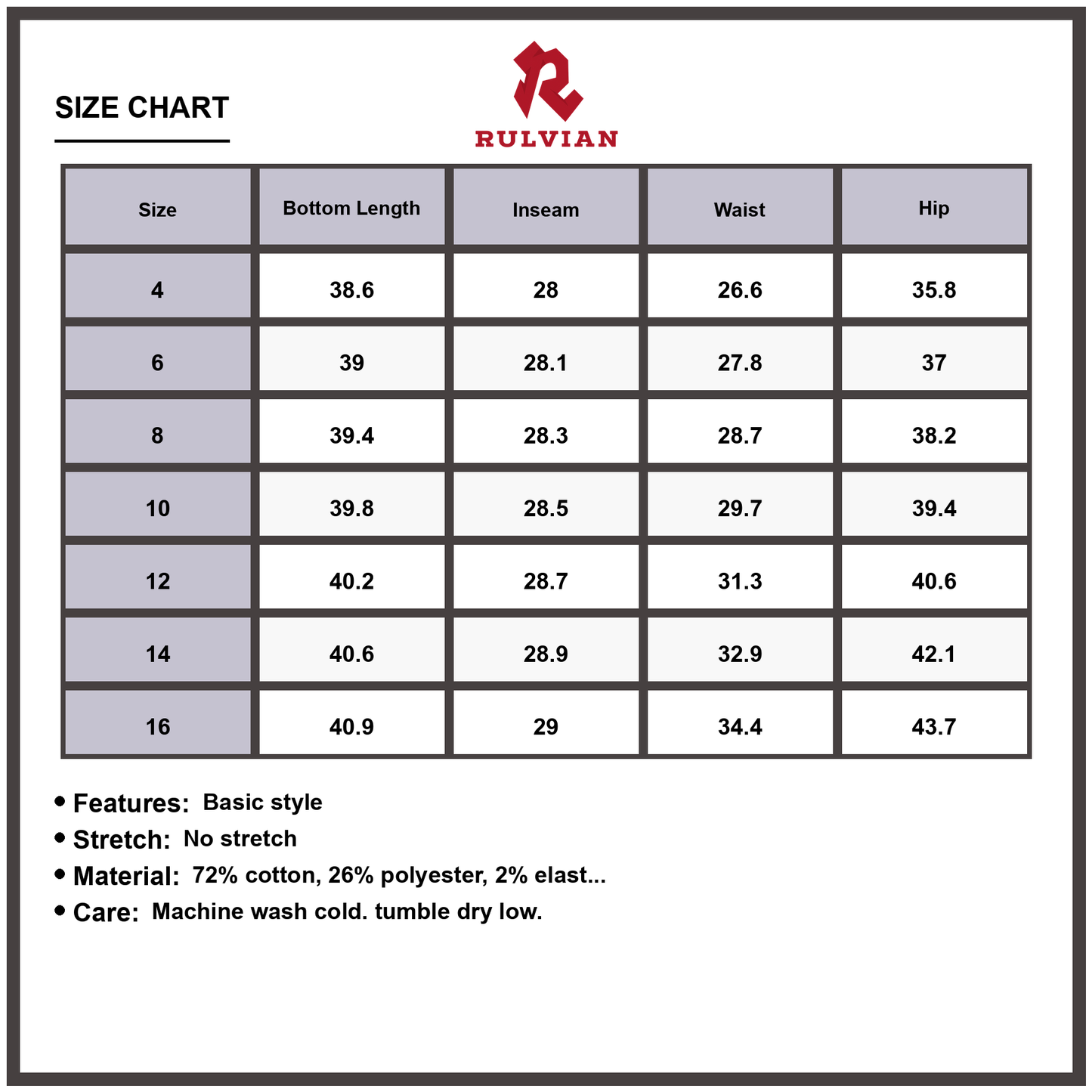 Size Chart - Women's Washed Wide Leg Jeans High Waisted Pockets Non Stretch Premium Quality Denim Casual Everyday Relaxed Fit Pants