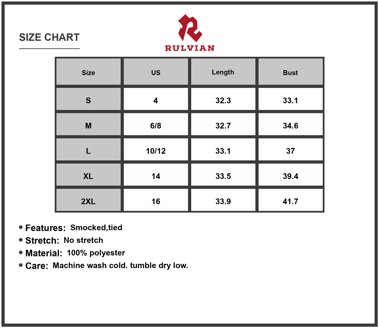 Size Chart - Women's Floral Print Halter Neck Mini Dress with Smocked Bodice and Tie Back Perfect for Summer Occasions for Sunny Day