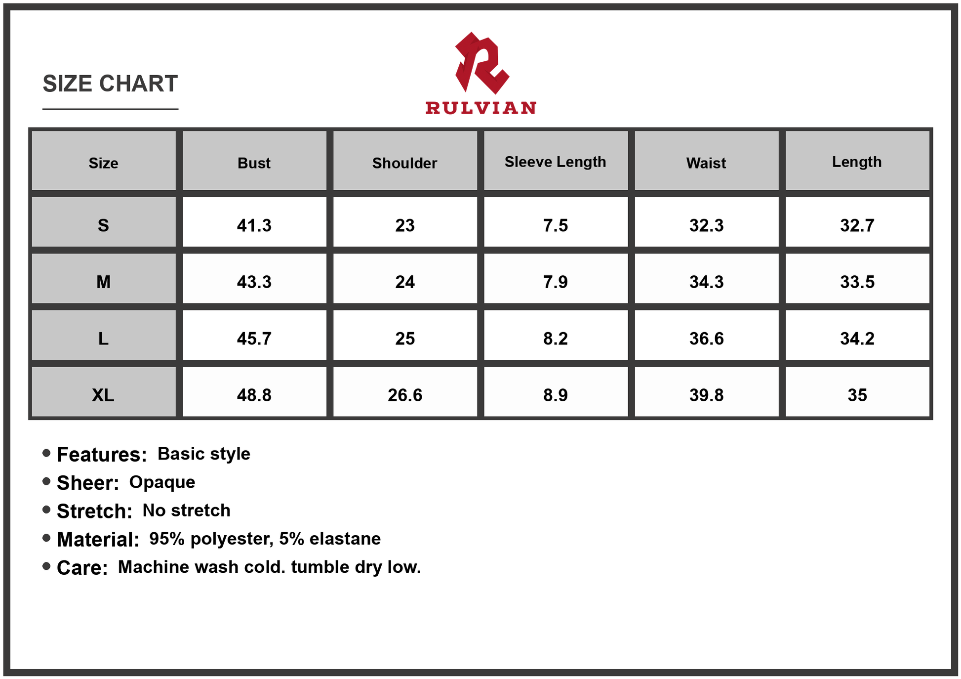Size Chart - Women's Color Block V Neck Short Sleeve Mini Dress 95% polyester 5% elastane comfortable easy care machine washable