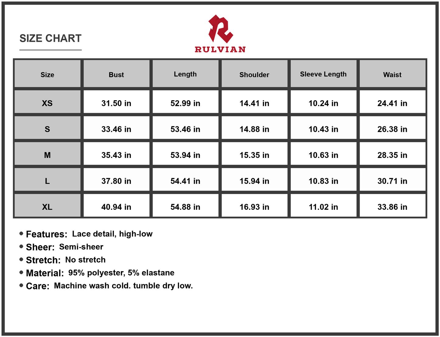 Size Chart - Gender: Women's