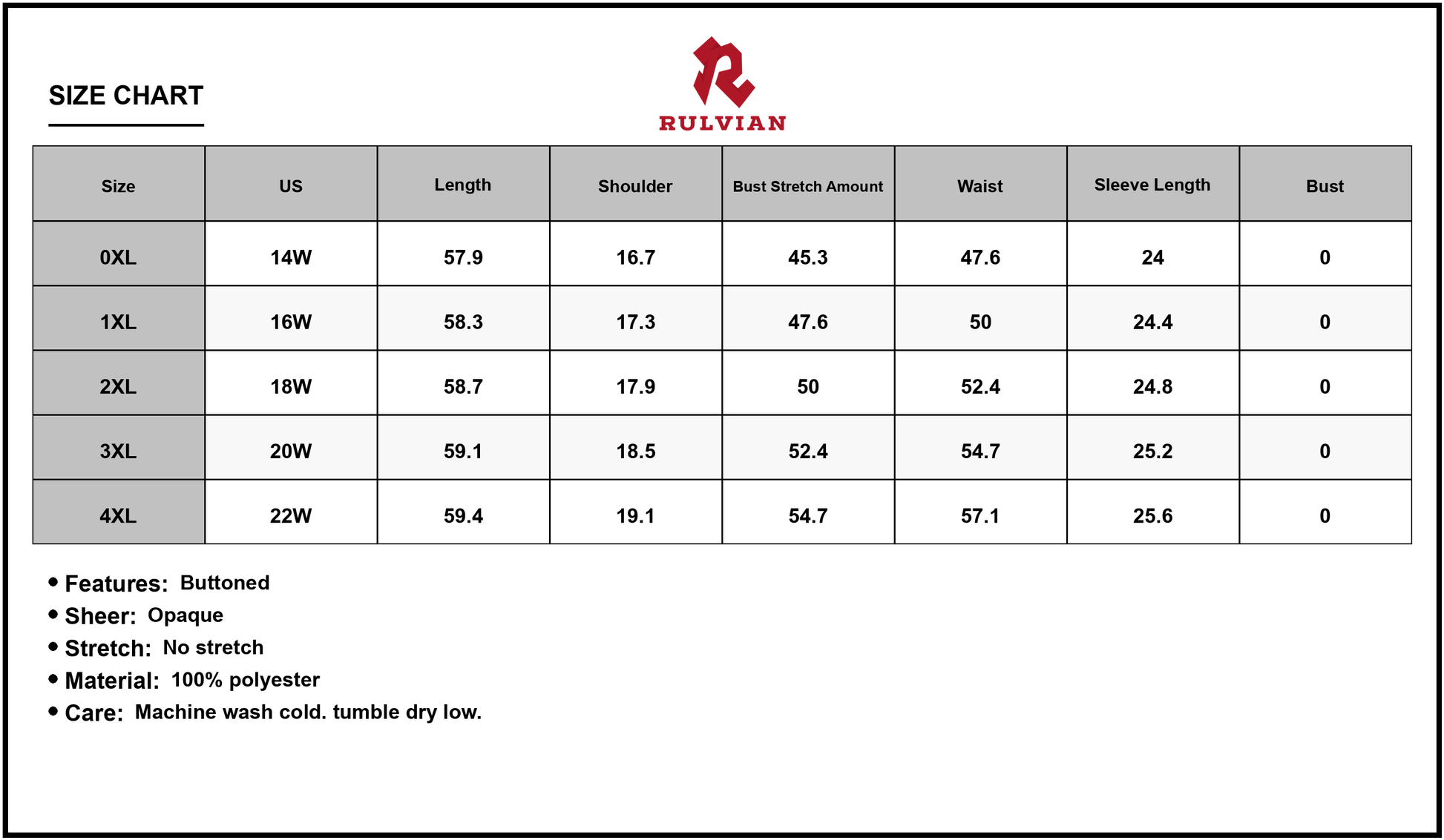 Size Chart - Women's Plus Size Printed V Neck Long Sleeve Maxi Dress 100% Polyester Comfortable Fit For Evening and Casual Wear