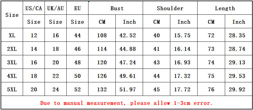 Size Chart - European And American Long-sleeved Printed Top