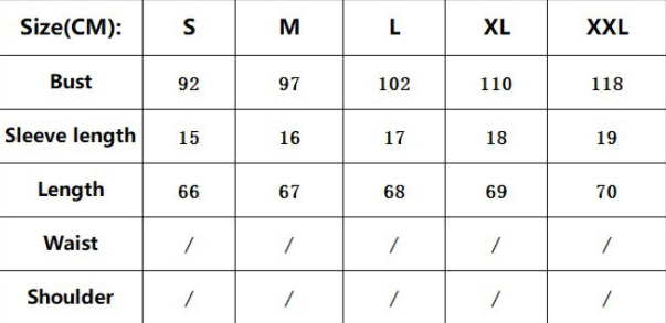 Size Chart - Jacquard V-neck Pile Sleeve Short Sleeve