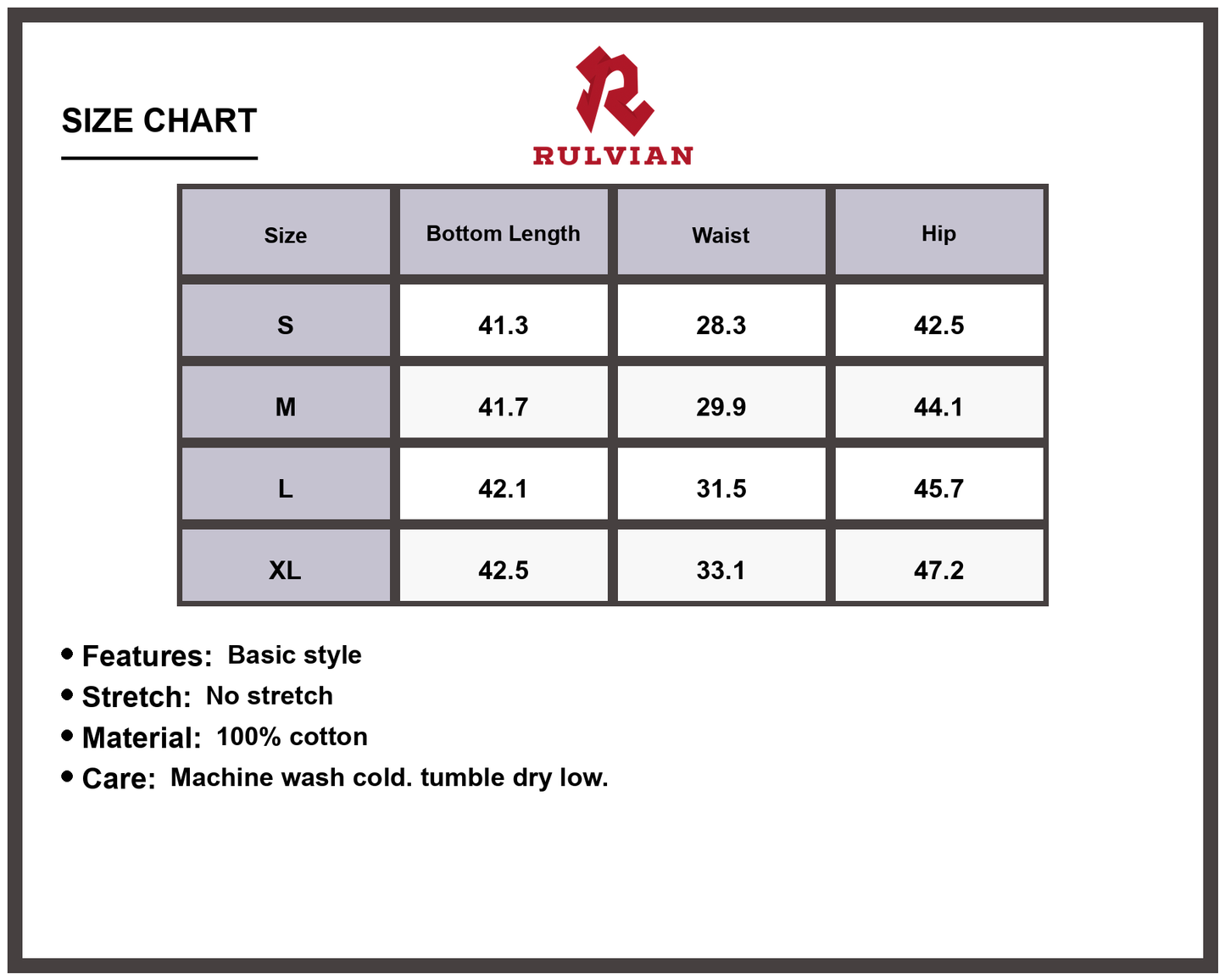 Size Chart - Men's Baggy Jeans Loose Fit Denim Pants with Utility Pockets Durable Versatile Casual Everyday Streetwear Apparel Relaxed Fit